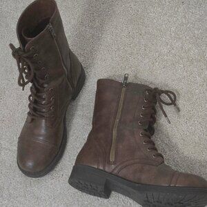 Women's Brash Brown Chunky Zipper Boots Size 9 Like New